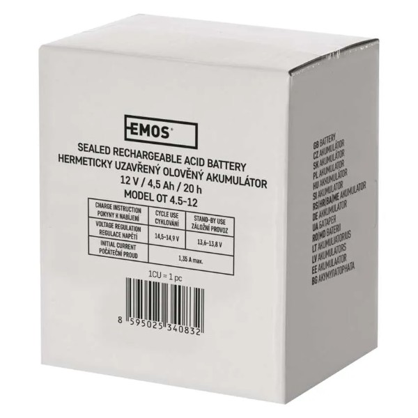 Фото - Аккумулятор для ДБЖ EMOS B9653, AGM, 12V, 4.5Ah, fast 4,7mm