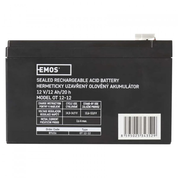 Фото - Аккумулятор для ИБП EMOS B9656, AGM, 12V, 12Ah, fast 6,3mm