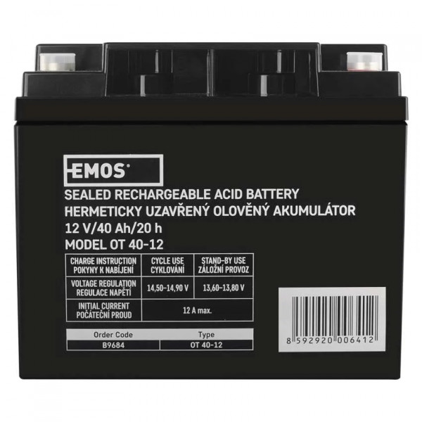 Фото - Аккумулятор для ДБЖ EMOS B9684, 12V, 40Ah, AGM, M6