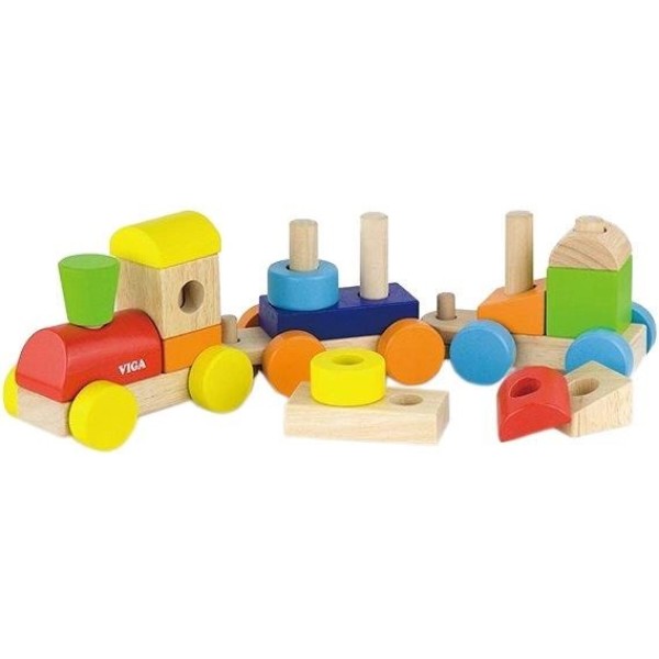 Фото - Базовый игровой транспорт для малыша Viga Toys Поезд цветной из кубиков (51610)