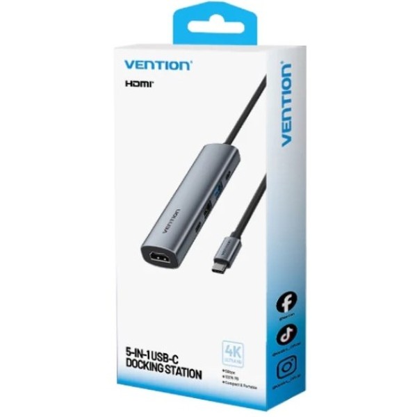 Фото - Хаб USB Vention USB3.0 Type-C HDMI /USB 3.0/USB 2.0/Type-C 2.0/ PD 100W (TGLHB)