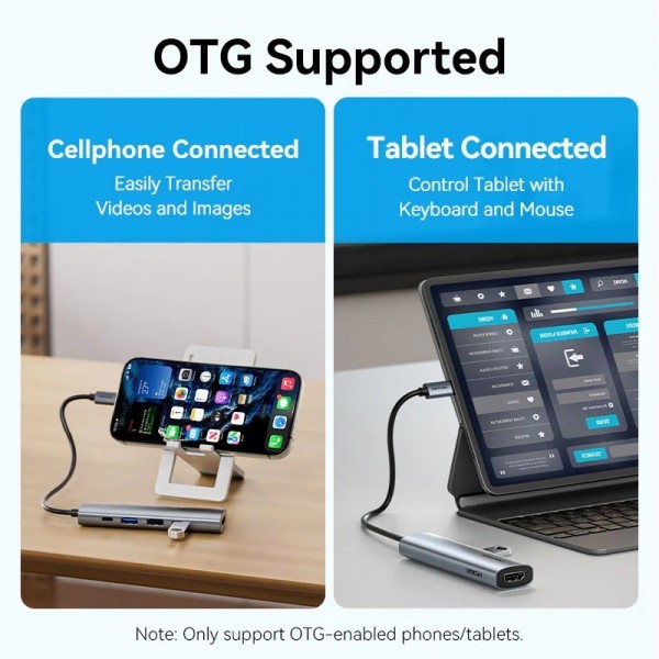 Фото - Хаб USB Vention USB3.0 Type-C HDMI /USB 3.0/USB 2.0/Type-C 2.0/ PD 100W (TGLHB)