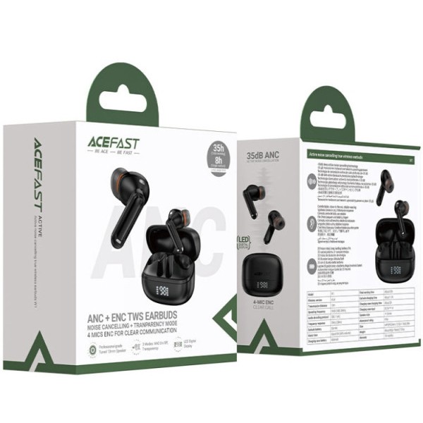 Фото - Наушники вкладыши беспроводные TWS AceFast W1 black (6974316283614)