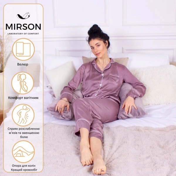 Фото - Подушка для будущих мам MirSon №8457 Velvet Line 28-0005 Ashen Г-образная (2200006275015)