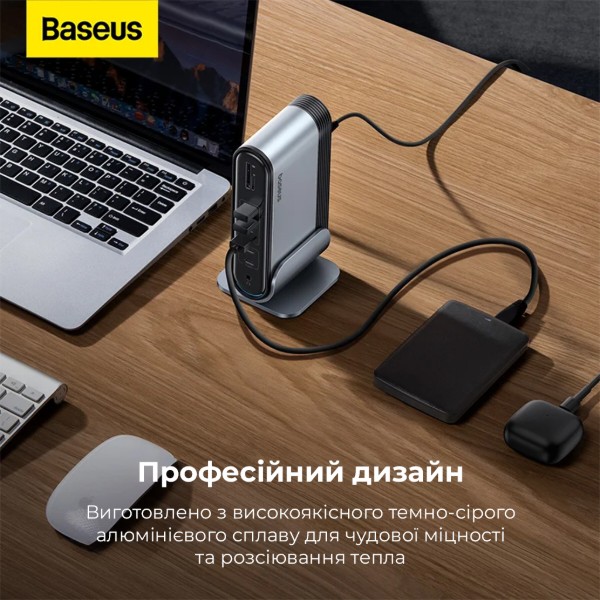 Фото - Хаб USB Baseus UnionJoy 17-Port Triple-Display Docking Station Space Grey (B00532304811-00)
