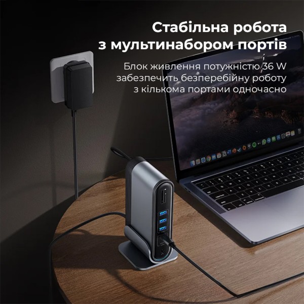 Фото - Хаб USB Baseus UnionJoy 17-Port Triple-Display Docking Station Space Grey (B00532304811-00)