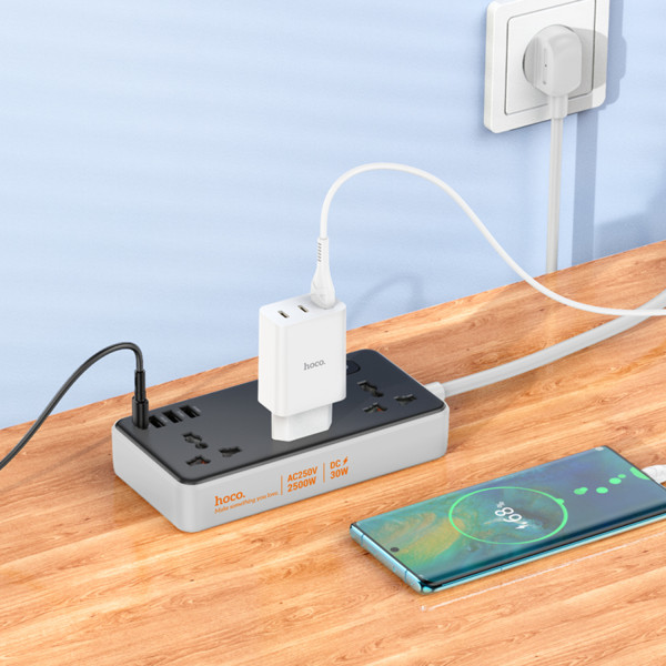 Фото - Сетевой фильтр HOCO AC8A Storm 3-position socket (PD30W/1C3A) Black