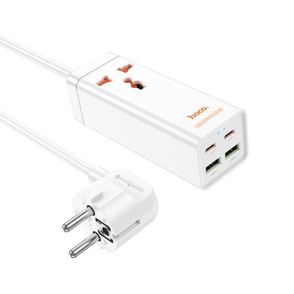 Фото - Подовжувач 220В HOCO AC10A Barry PD65W GaN 2C2A with 1 socket desktop charger Black (6942007601672)