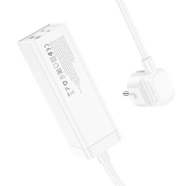 Фото - Подовжувач 220В HOCO AC10A Barry PD65W GaN 2C2A with 1 socket desktop charger Black (6942007601672)