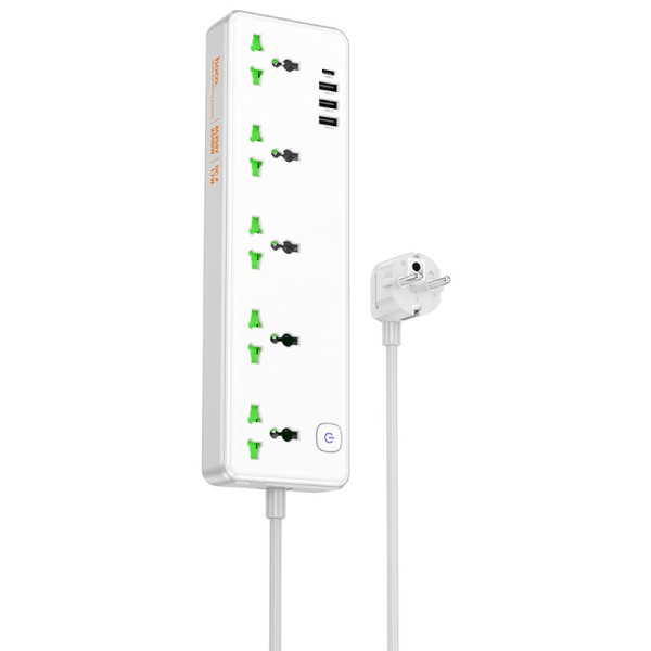 Фото - Мережевий фільтр HOCO AC13A Talento 5-position socket 1C3A White (6942007607148)