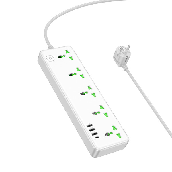 Фото - Мережевий фільтр HOCO AC13A Talento 5-position socket 1C3A White (6942007607148)