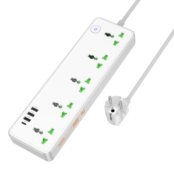 Фото - Мережевий фільтр HOCO AC13A Talento 5-position socket 1C3A White (6942007607148)