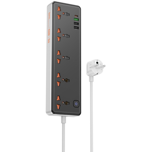 Фото - Мережевий фільтр HOCO AC14A Rico 5-position socket PD30W/1C3A Black (6942007607179)