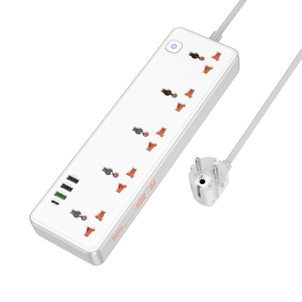 Фото - Мережевий фільтр HOCO AC14A Rico 5-position socket PD30W/1C3A White (6942007607186)