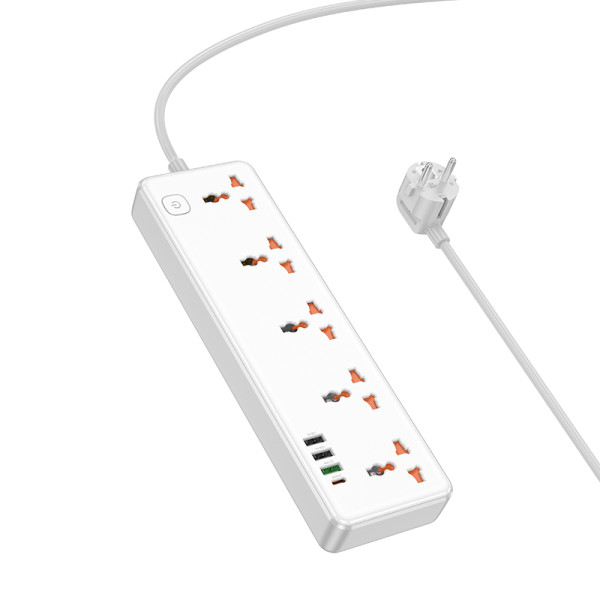 Фото - Мережевий фільтр HOCO AC14A Rico 5-position socket PD30W/1C3A White (6942007607186)