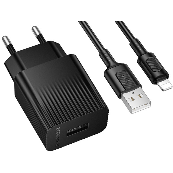 Фото - Сетевое зарядное устройство BOROFONE BAS71A Source single-port charger set(iP) Black (6941991122576)