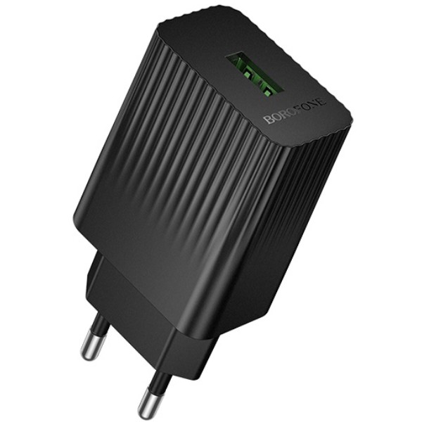 Фото - Мережевий зарядний пристрій BOROFONE BAS72A Source single port QC3.0 charger Black (6941991122637)