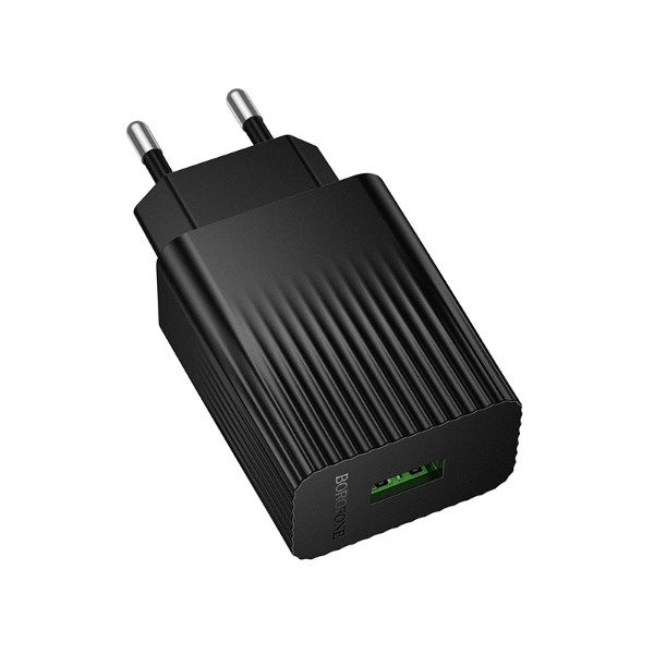 Фото - Мережевий зарядний пристрій BOROFONE BAS72A Source single port QC3.0 charger Black (6941991122637)