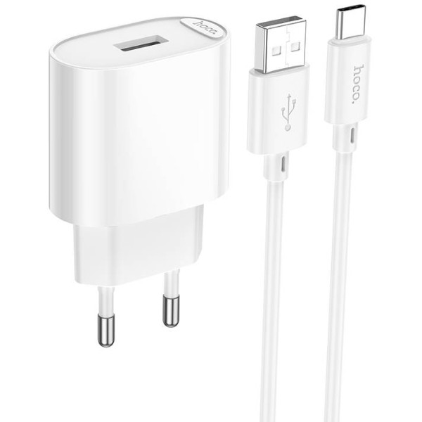 Фото - Мережевий зарядний пристрій HOCO C109A(10.5W) Fighter single port charger set(Type-C) White (6942007656610)