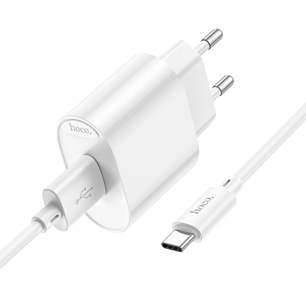 Фото - Мережевий зарядний пристрій HOCO C109A(10.5W) Fighter single port charger set(Type-C) White (6942007656610)