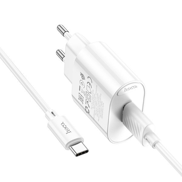 Фото - Мережевий зарядний пристрій HOCO C109A(10.5W) Fighter single port charger set(Type-C) White (6942007656610)