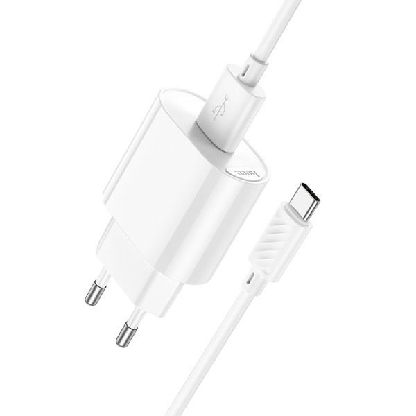 Фото - Мережевий зарядний пристрій HOCO C109A(10.5W) Fighter single port charger set(Type-C) White (6942007656610)