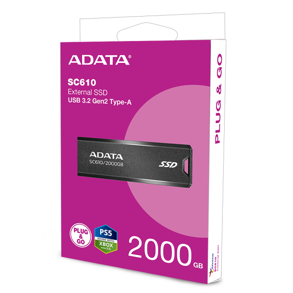 Фото - SSD-накопитель внешний ADATA SC610 2TB USB 3.2 550/500Mb/s Black (SC610-2000G-CBK/RD)