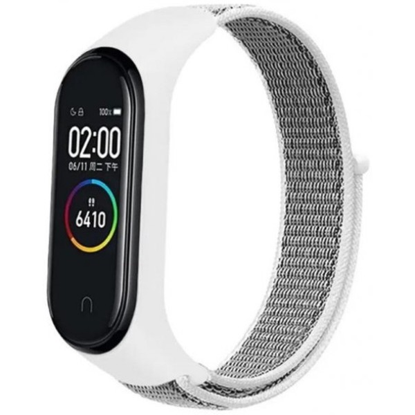 Фото - Ремінець для фітнес-браслету BeCover Nylon Style for Xiaomi Mi Smart Band 7 White-Gray (707663)
