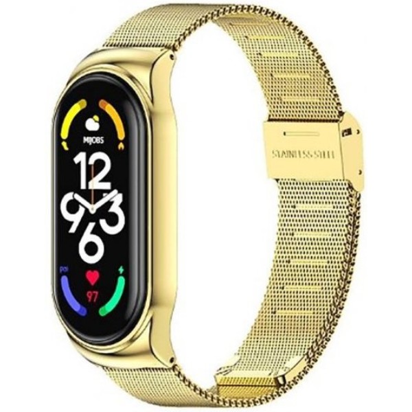 Фото - Ремінець для фітнес-браслету BeCover Metal for Xiaomi Mi Smart Band 7 Gold (707495) Фото - Ремінець для фітнес-браслету BeCover Metal for Xiaomi Mi Smart Band 7 Gold (707495)