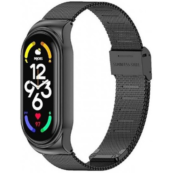 Фото - Ремінець для фітнес-браслету BeCover Metal for Xiaomi Mi Smart Band 7 Black (707493)
