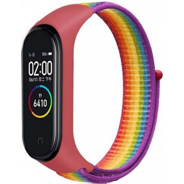 Фото - Ремінець для фітнес-браслету BeCover Nylon Style for Xiaomi Mi Smart Band 7 Red-Rainbow (707669)