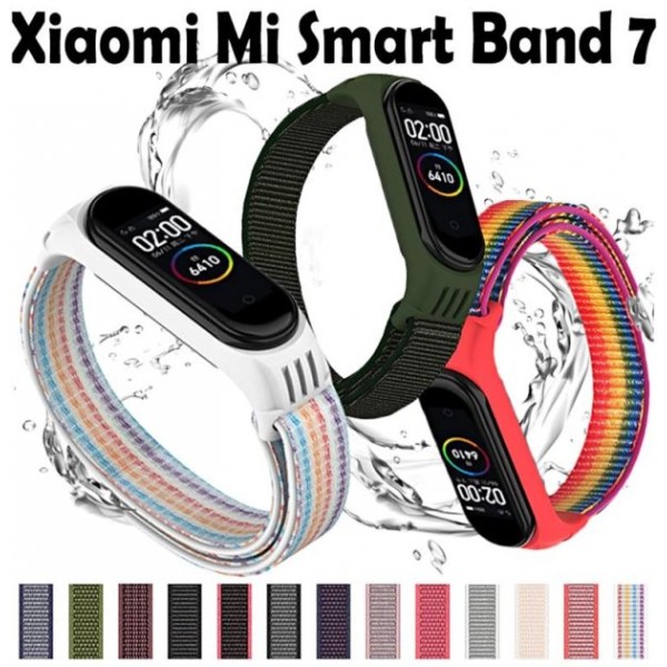 Фото - Ремінець для фітнес-браслету BeCover Nylon Style for Xiaomi Mi Smart Band 7 Black-Red (707656)