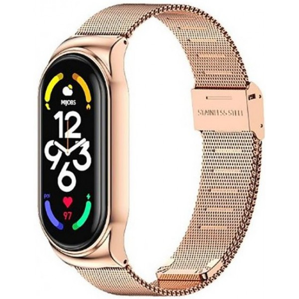 Фото - Ремінець для фітнес-браслету BeCover Metal for Xiaomi Mi Smart Band 7 Rose Gold (707496)