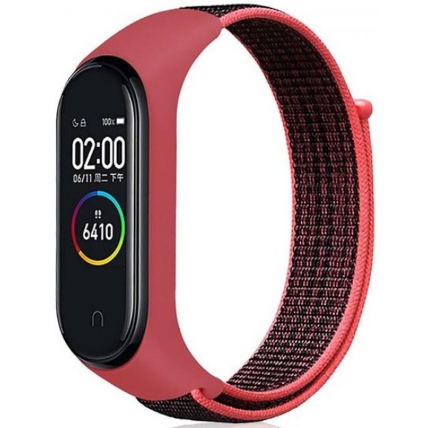 Фото - Ремінець для фітнес-браслету BeCover Nylon Style for Xiaomi Mi Smart Band 7 Black-Red (707656)