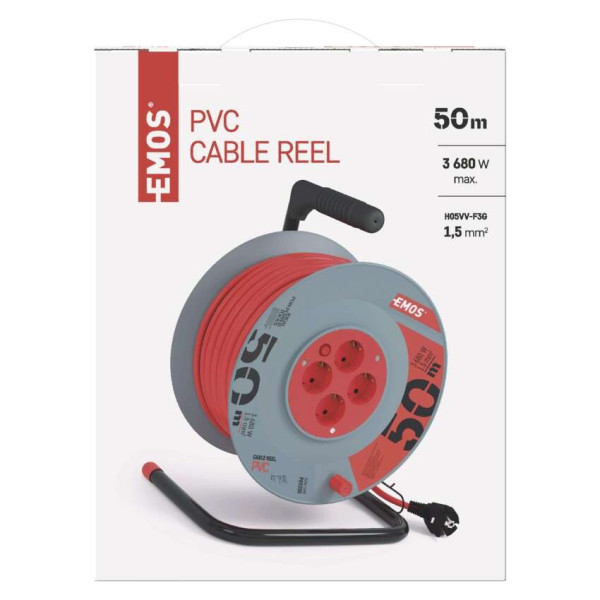 Фото - Подовжувач 220В EMOS на котушці P09250, 4 розетки, 50 м, 1,5mm2  ПВХ