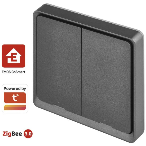 Фото - Беспроводной выключатель EMOS H5015 2 кнопки ZigBee 3.0 Черный