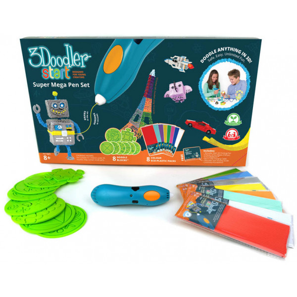 Фото - 3D-ручка 3Doodler Start  МЕГАКРЕАТИВ (192 стрижня, 8 шаблонів)