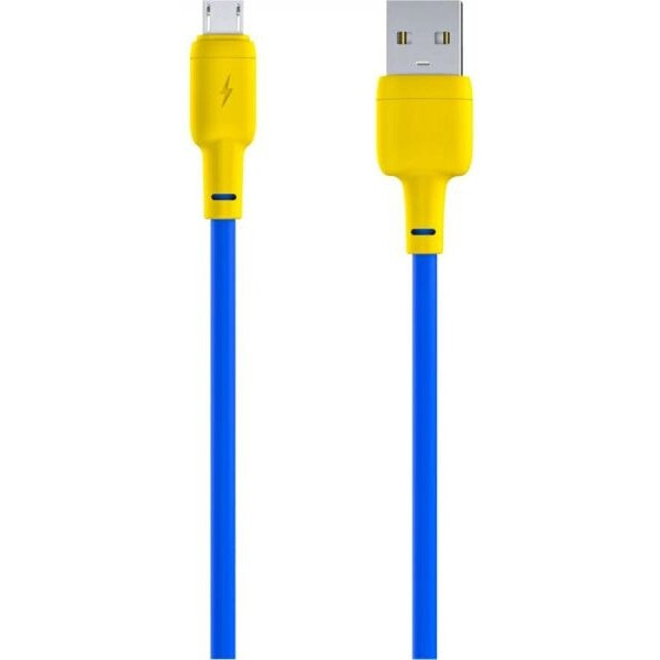 Фото - Кабель синхронізації даних Gelius Full Silicon GP-UCN001M MicroUSB Yellow/Blue (90467)