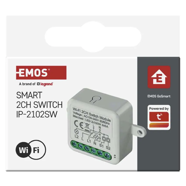 Фото - Релейний вимикач EMOS H5106 WIFI, 2-канальний