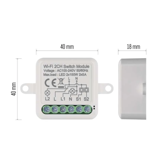 Фото - Релейний вимикач EMOS H5106 WIFI, 2-канальний