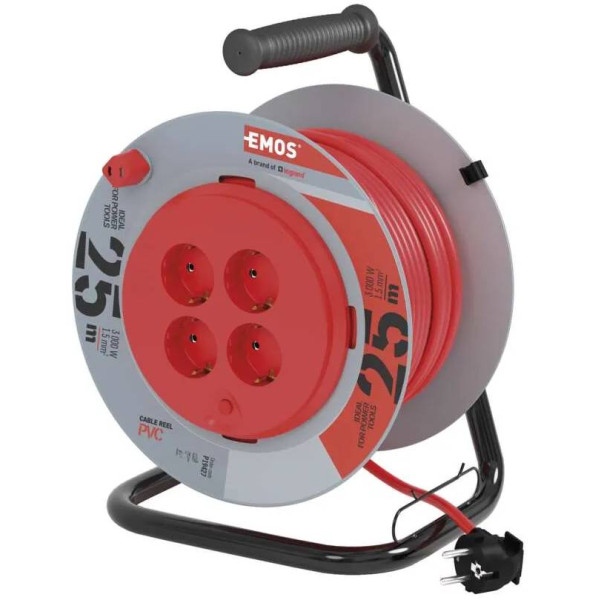 Фото - Удлинитель 220В EMOS на катушке P19427, 4 розетки, 25м, 1,5мм2