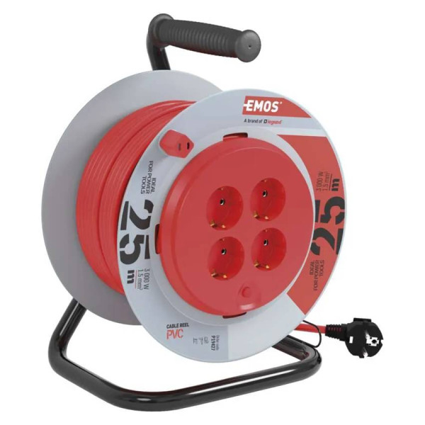 Фото - Удлинитель 220В EMOS на катушке P19427, 4 розетки, 25м, 1,5мм2