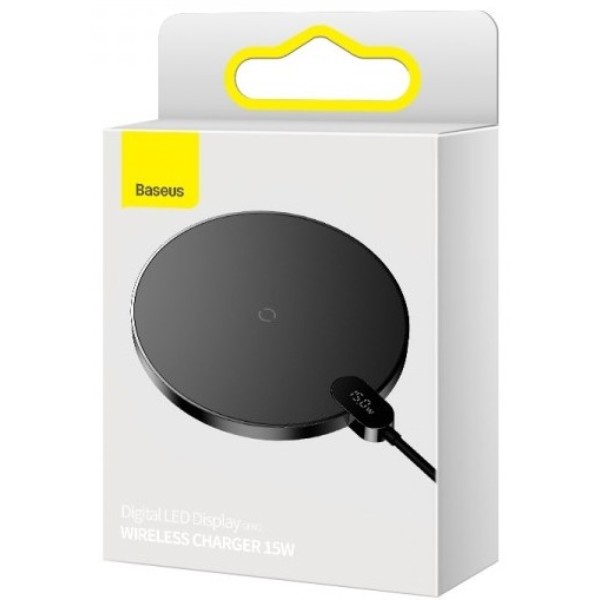 Фото - Бездротовий зарядний пристрій Baseus Digital LED Display Gen 2 Wireless Charger 15W Black (CCED000001)