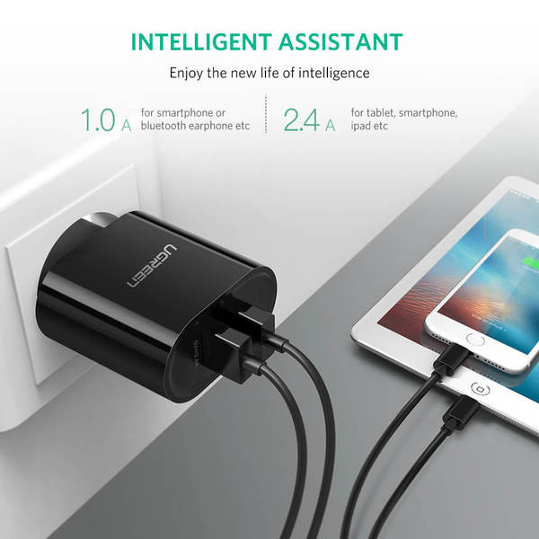 Фото - Мережевий зарядний пристрій UGREEN CD104 2xUSB 3.4A Charger Black (20383)