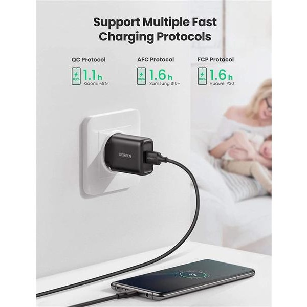 Фото - Мережевий зарядний пристрій UGREEN CD122 18W USB QC 3.0 Charger Black (70273)