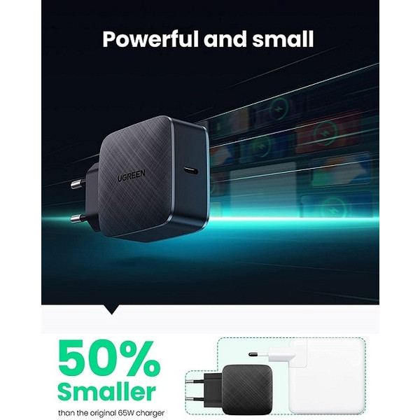 Фото - Мережевий зарядний пристрій UGREEN CD217 65W Type-C PD GaN Charger Black (70817)