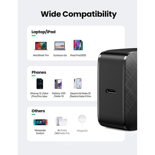 Фото - Мережевий зарядний пристрій UGREEN CD217 65W Type-C PD GaN Charger Black (70817)