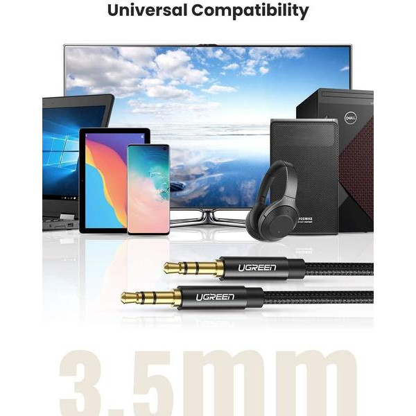 Фото - Кабель 3.5 мм - 3.5 мм UGREEN AV112 3.5 mm M - 3.5 mm M Cable 1m Black (50361)
