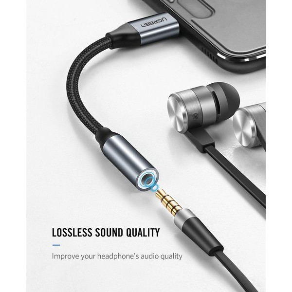 Фото - Микроповреждение - Кабель UGREEN AV142 Type-C M - 3.5 mm F Audio Adapter 1см Gray (30632)