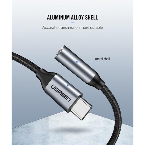 Фото - Микроповреждение - Кабель UGREEN AV142 Type-C M - 3.5 mm F Audio Adapter 1см Gray (30632)